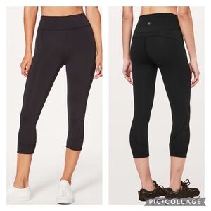 Lululemon 4 In Movement Crop Black Leggings LW6AHJS